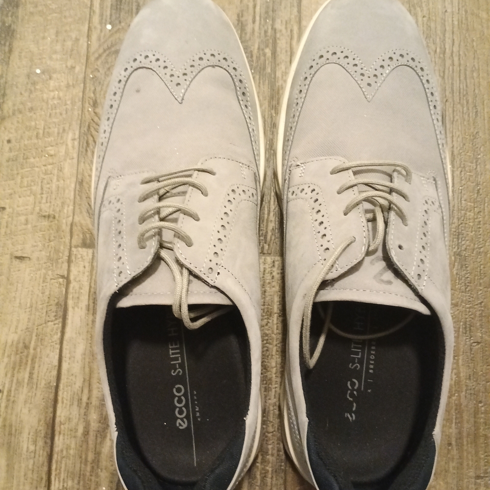 ECCO Men's Light Gray Leather Oxfords